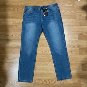 boohooMAN Relaxed Fit Rigid Jeans - Mid Blue 30/30
